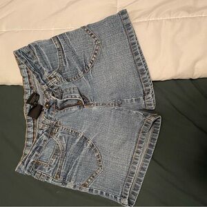 Light Blue Jean Shorts with Cut-Off Style